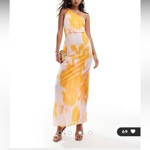 ASOS Vibrant Orange and White Maxi Dress